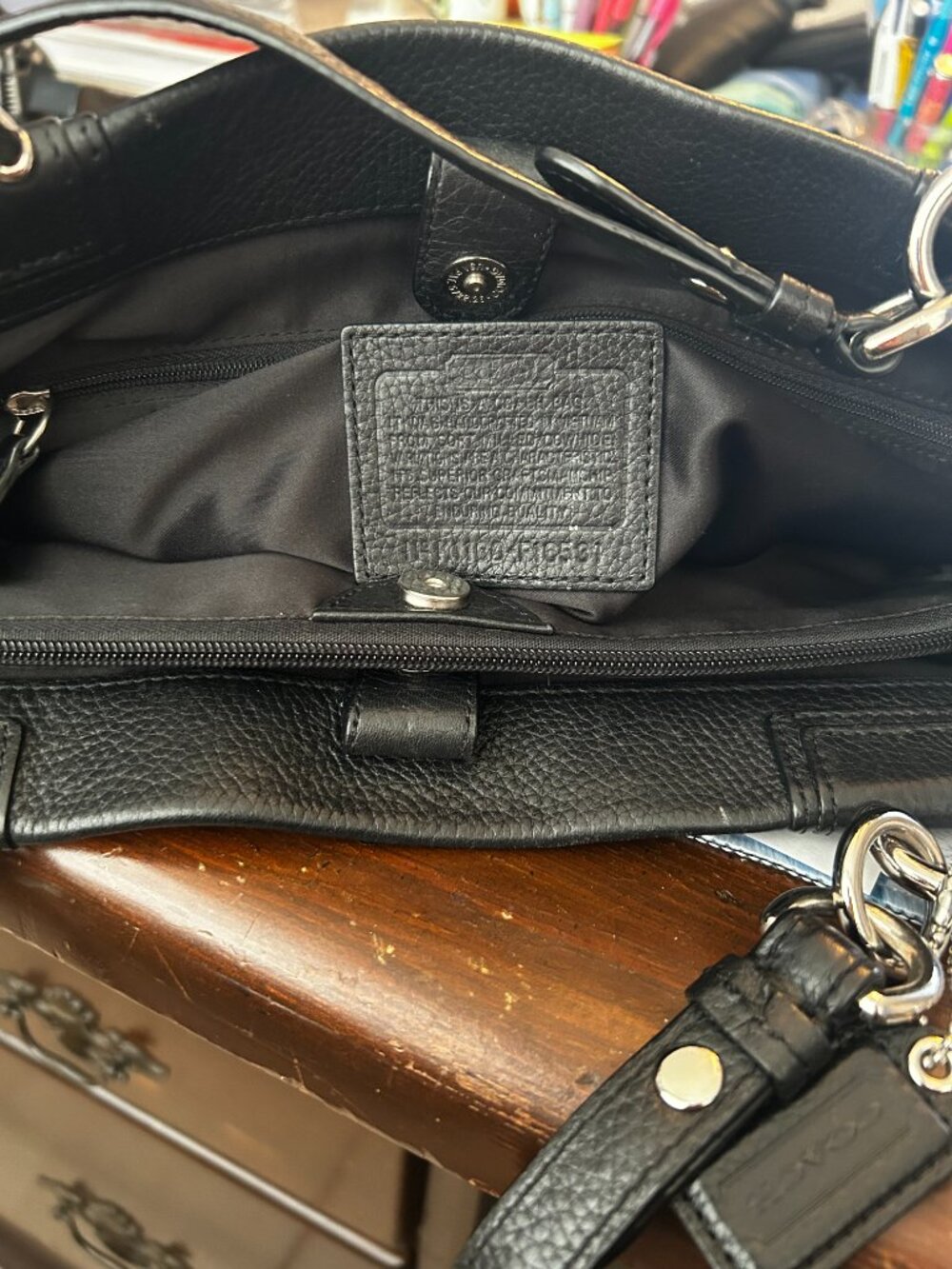 Vintage Coach Penelope Black Pebbled Leather Shoulder Bag - Picture 11 of 14